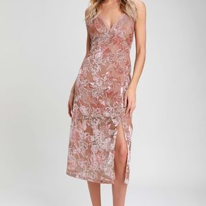 Lulus Katrin Mauve Burnout Velvet Floral Dress